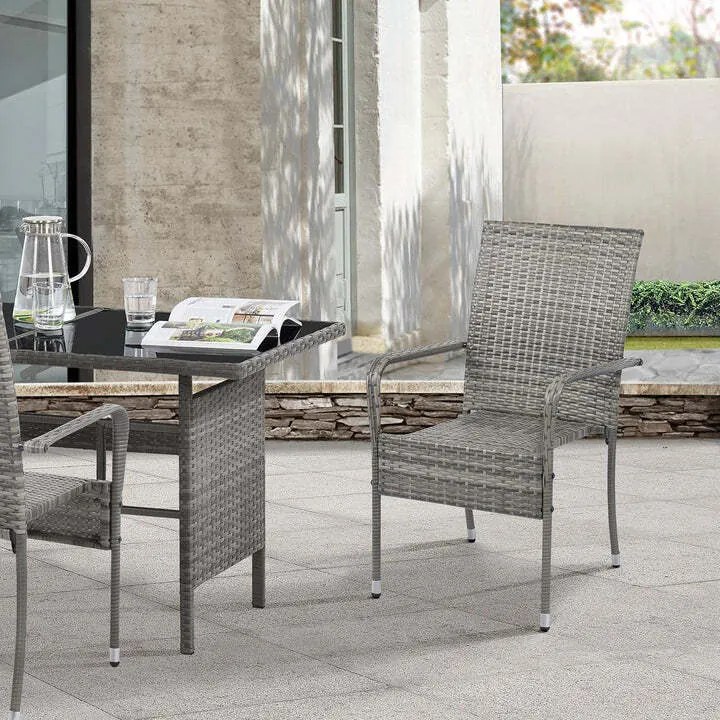 Juskys Yoro rattan székek 2 darabos - szürke