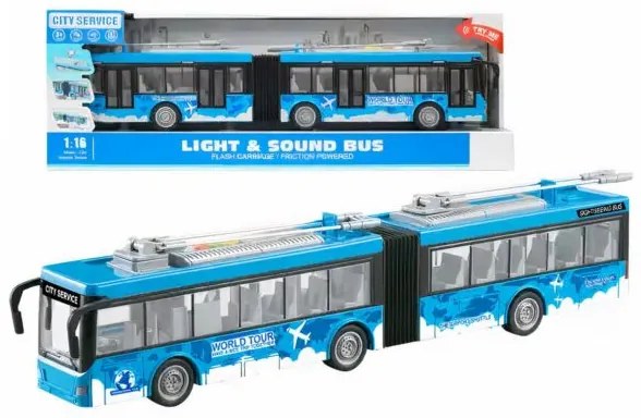 43 cm Lendkerekes Játék Trolibusz Élethű Hanghatásokkal, Nyitható Ajtókkal és Világító Utastérrel
