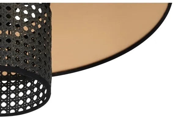 Duolla - Felületre szerelhető csillár TOKYO RATTAN 1xE27/15W/230V átm. 50 cm arany/fekete