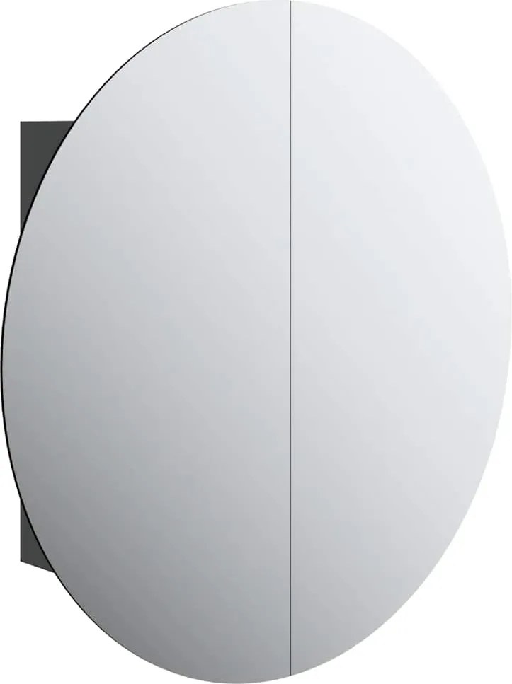 vidaXL fekete fürdőszobaszekrény kerek tükörrel/LED-del 54x54x17,5 cm