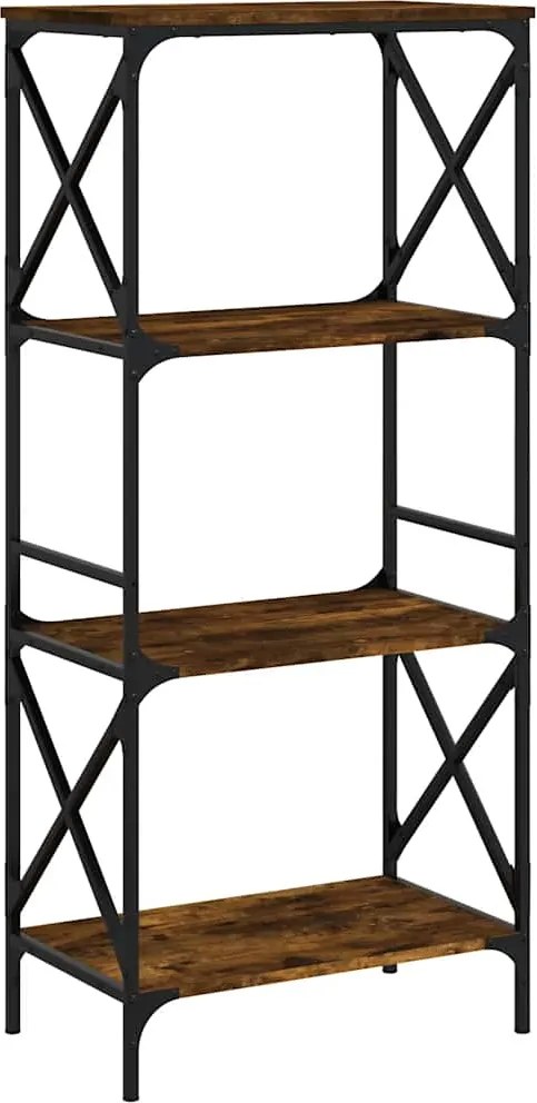 vidaXL 4 szintes füstös tölgy szerelt fa könyvespolc 59 x 35 x 132 cm