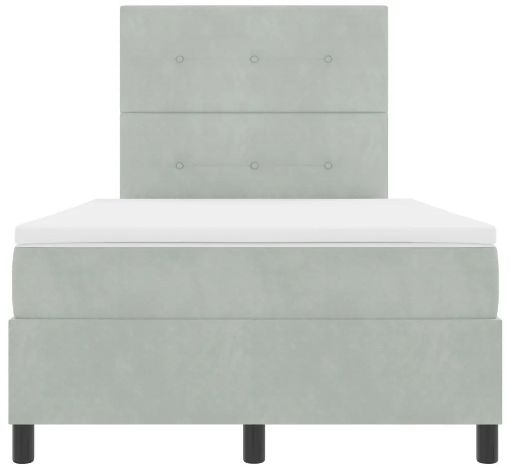 Boxspring Ágy Mattal Világosszürke Kicsi Dupla Bársonyos