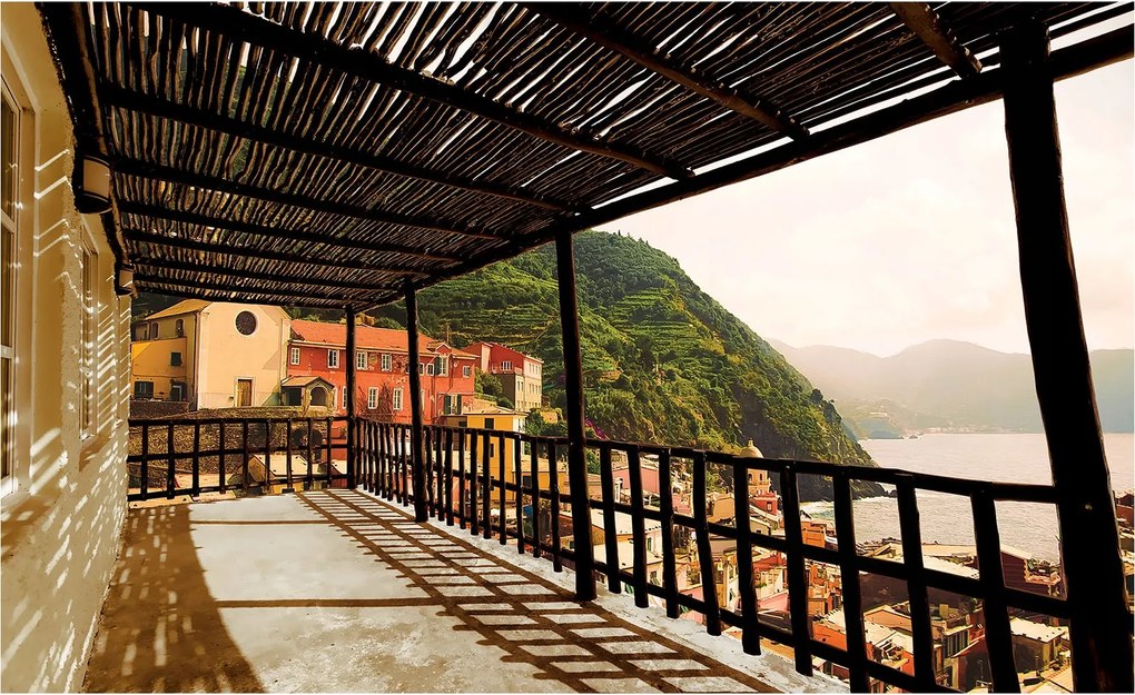 Fotótapéta Erkély Tenger Hegyek Kilátás táj vinil 368x254 +ragasztó