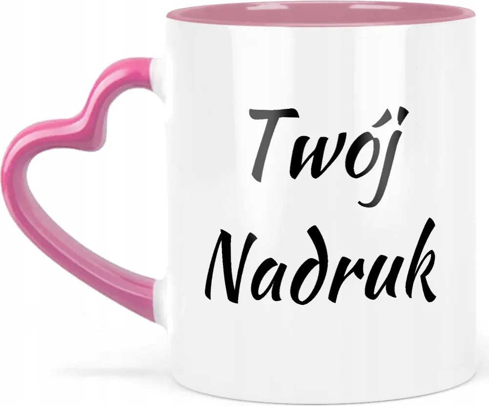 Szív bögre Rózsaszín saját nyomtatással fénykép felirattal Logo varázsló