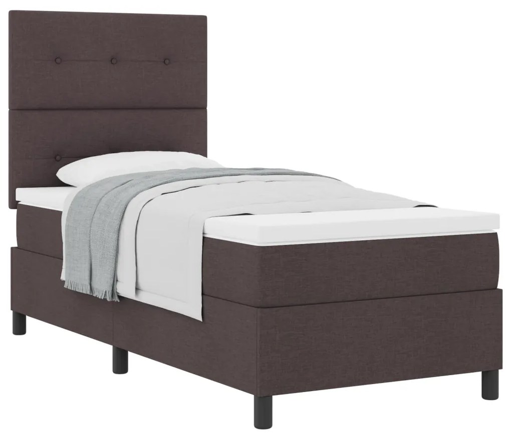 Box Spring Ágy Matrac Sötétbarna 90x200 cm Szövet