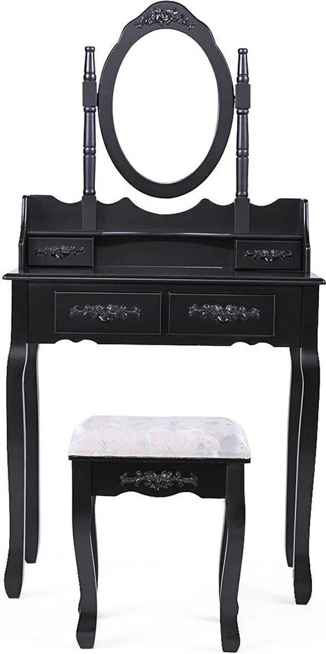 Tükrös fésülködő asztal székkel, Rome több színben-fekete