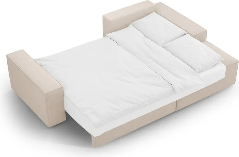 Bézs buklé kinyitható sarokkanapé (jobb oldali) Jodie – Micadoni Home