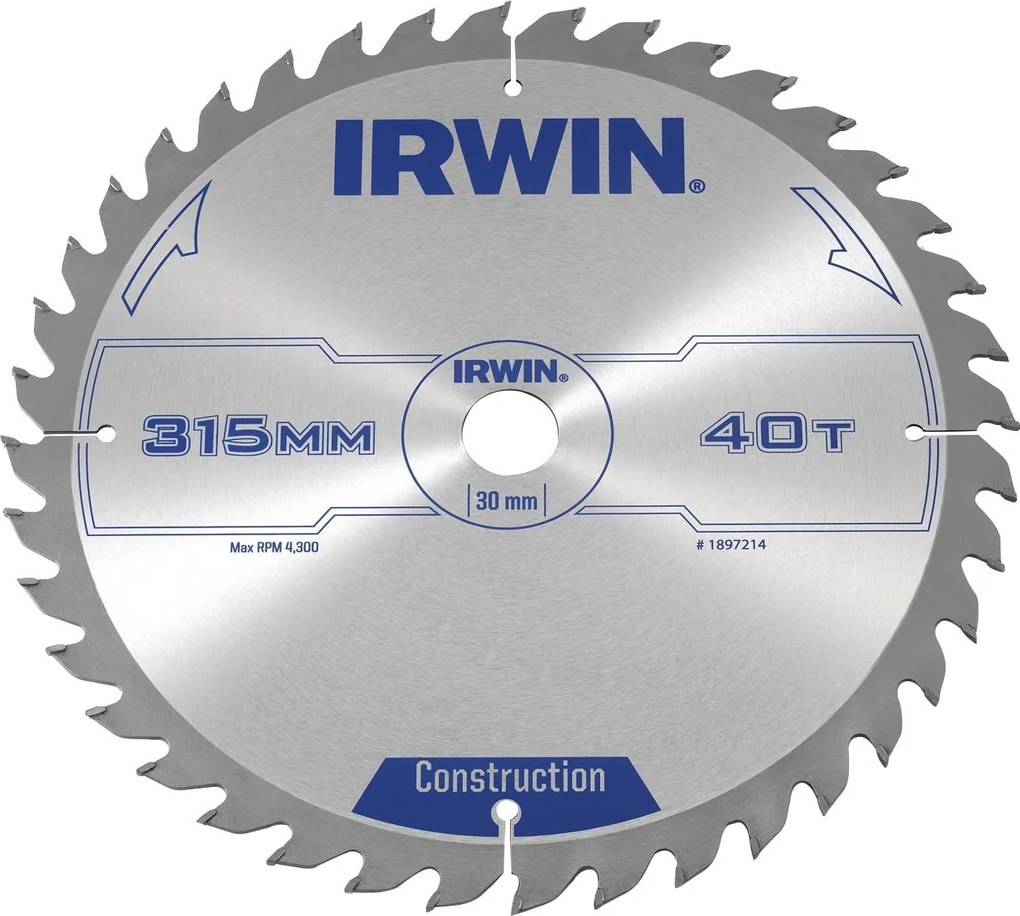 Körfűrész 315 x 3,2mm x 30mm 40Z Atb Irwin Faipari Tárcsa