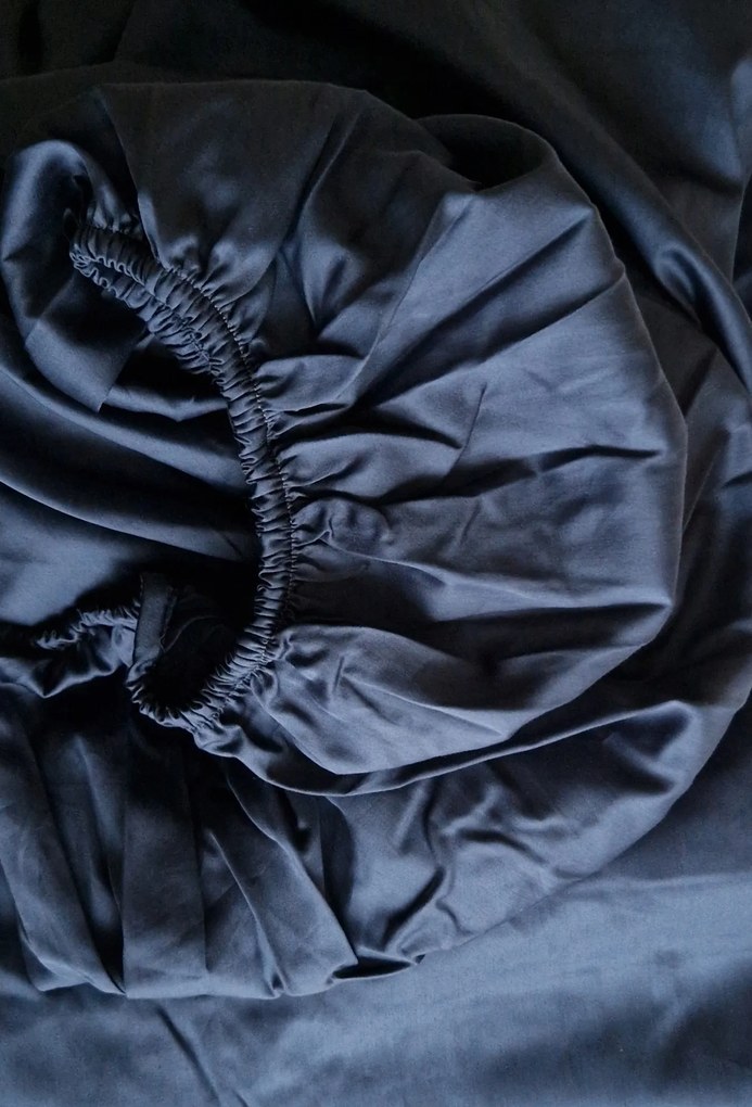 Gumis lepedő 90x200x25 Blue Marine, 300TC szatén pamut