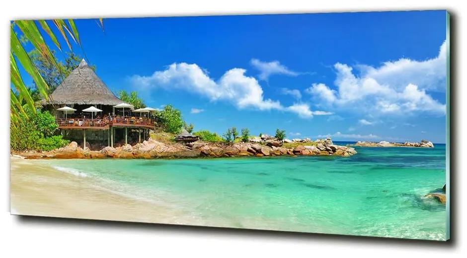Fali üvegkép Seychelles strand cz-obglass-125x50-53907878