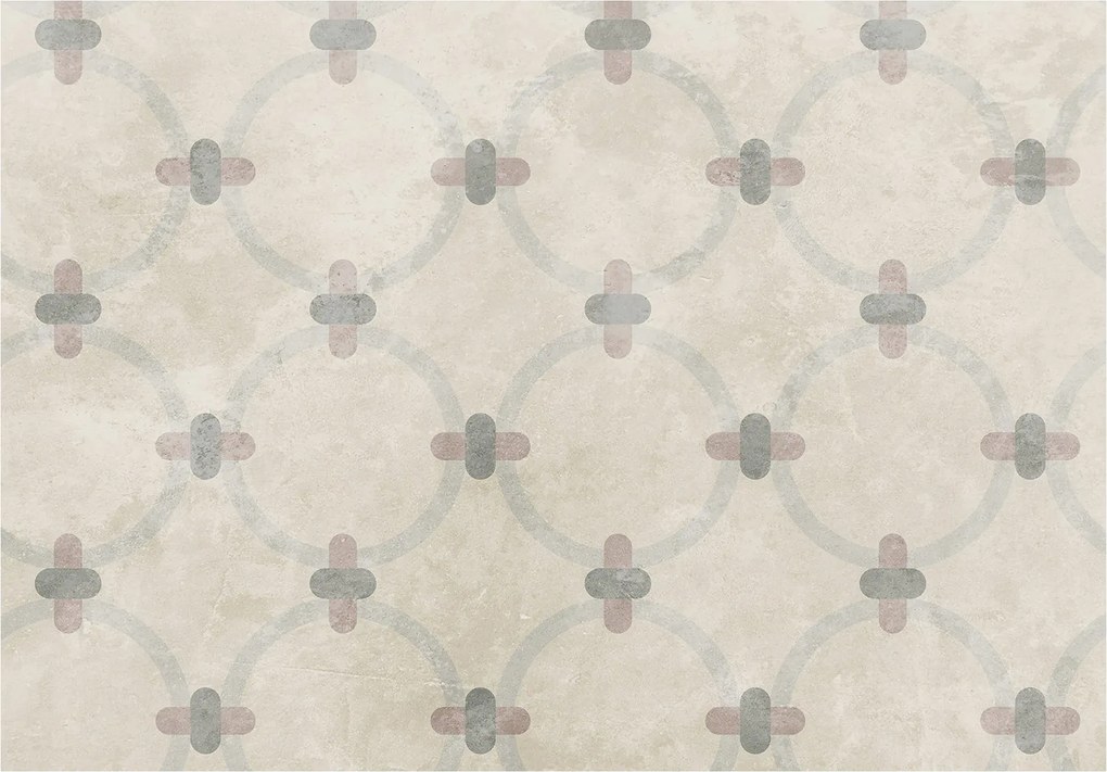 Fotótapéta Szürke-rózsaszín kerekek és keresztek bézs alapon vinil 368x280 +ragasztó