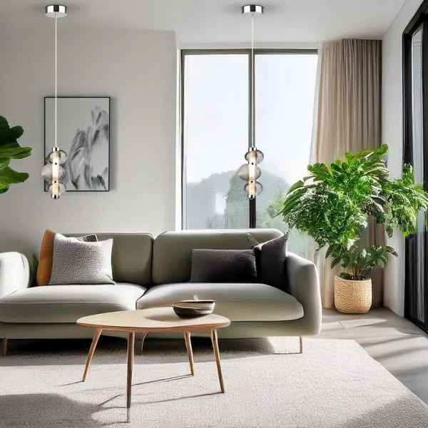 LED függőlámpa zsinóron BOLLA LED/12W/230V átm. 16 cm fényes króm/füstszürke