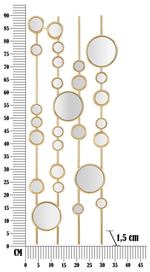 Fém fali dekoráció 35,5x90 cm Small Mirros - Mauro Ferretti