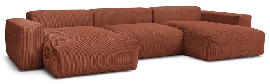 Téglavörös kordbársony sarokkanapé Voltaire – Bobochic Paris