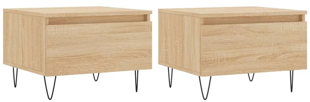 2 db sonoma tölgy szerelt fa dohányzóasztal 50 x 46 x 35 cm