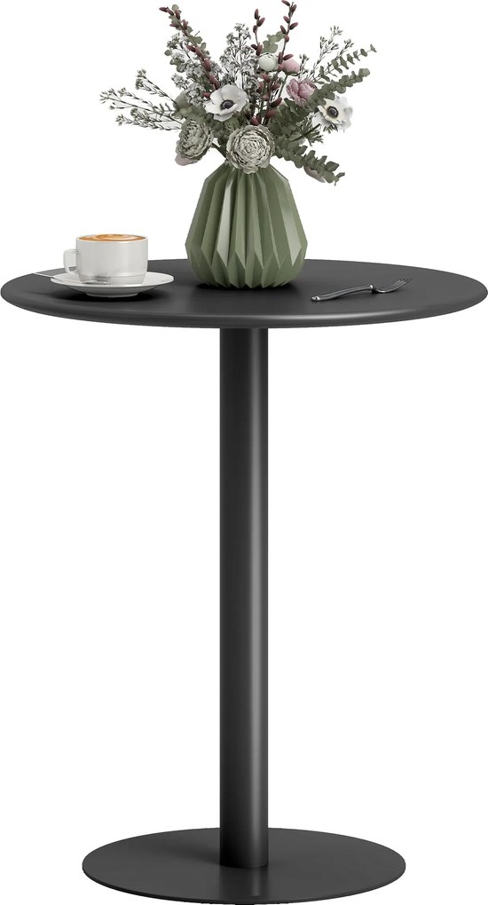 HOMCOM Kerek Étkezőasztal, Modern Étkezőasztal 2 Személy Részére, Fekete, Ø60 x 72 cm | Aosom