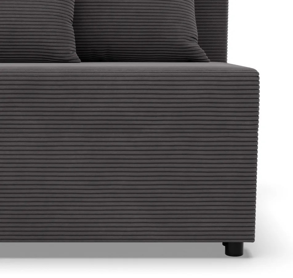 Nobu sarokkanapé, kordbársony, univerzális oldal, szürke