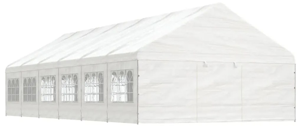 fehér polietilén pavilon tetővel 13,38 x 5,88 x 3,75 m