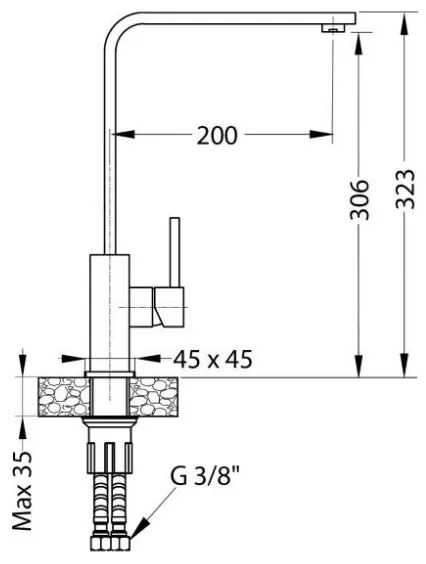 ALVEUS 1136742 - Mosogató csap AFRA 32,3 cm gránit/fekete