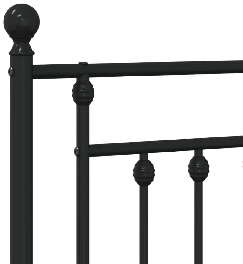 fekete fém ágykeret fejtámlával 90 x 200 cm