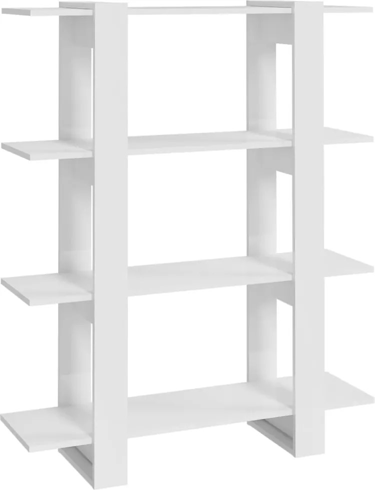 vidaXL magasfényű fehér könyvszekrény/térelválasztó 100x30x123,5 cm