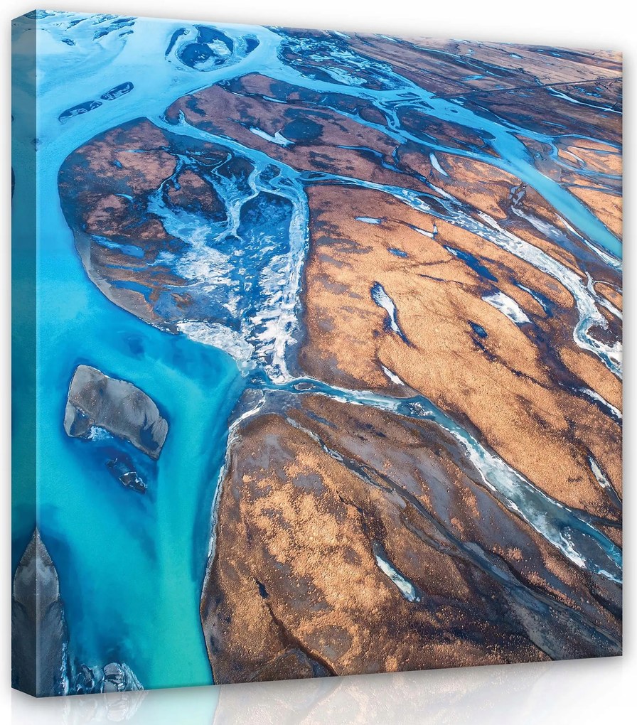 Vászonkép 40x40 Légierő Izland folyók táj természet absztrakt geometria