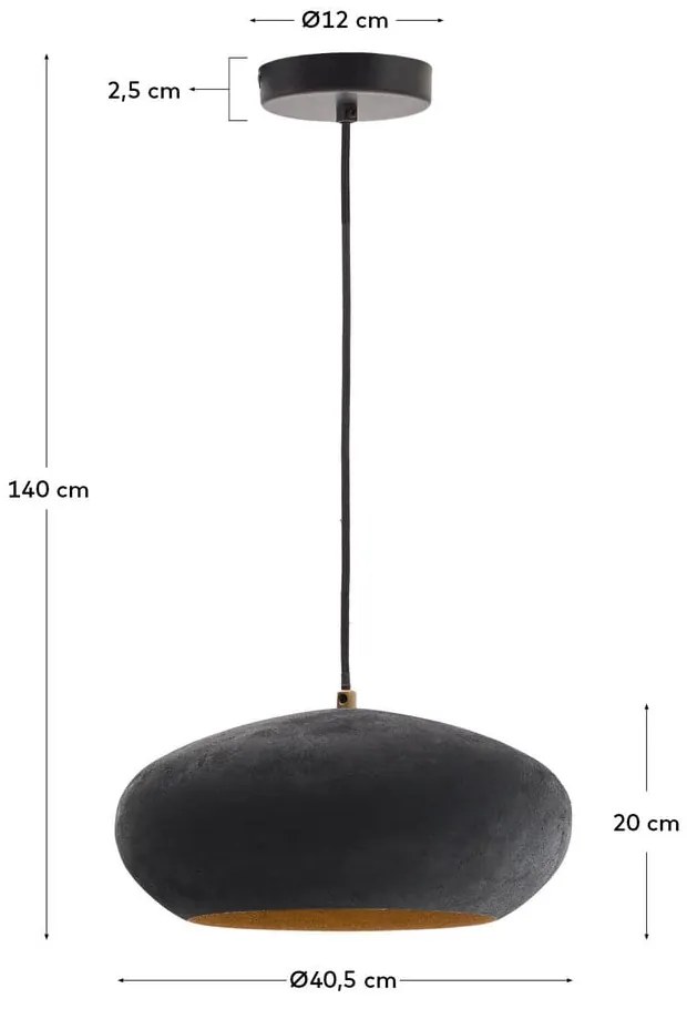 Fekete függőlámpa fém búrával ø 30 cm Inda – Kave Home