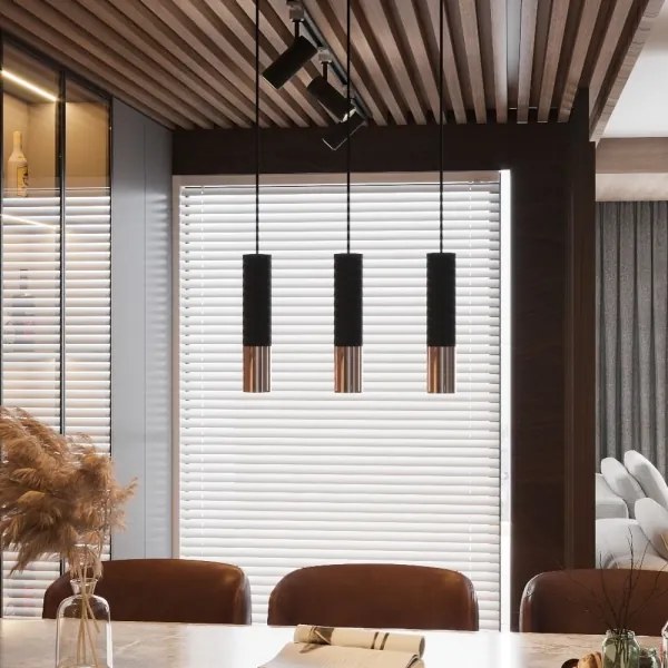 Sollux SL.0946 - Csillár zsinóron LOOPEZ 1xGU10/10W/230V fekete/réz