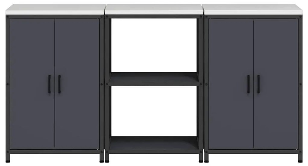 Konyhai Tároló Készlet 3 pcs Antracitszürke 180 x 50 x 92 cm