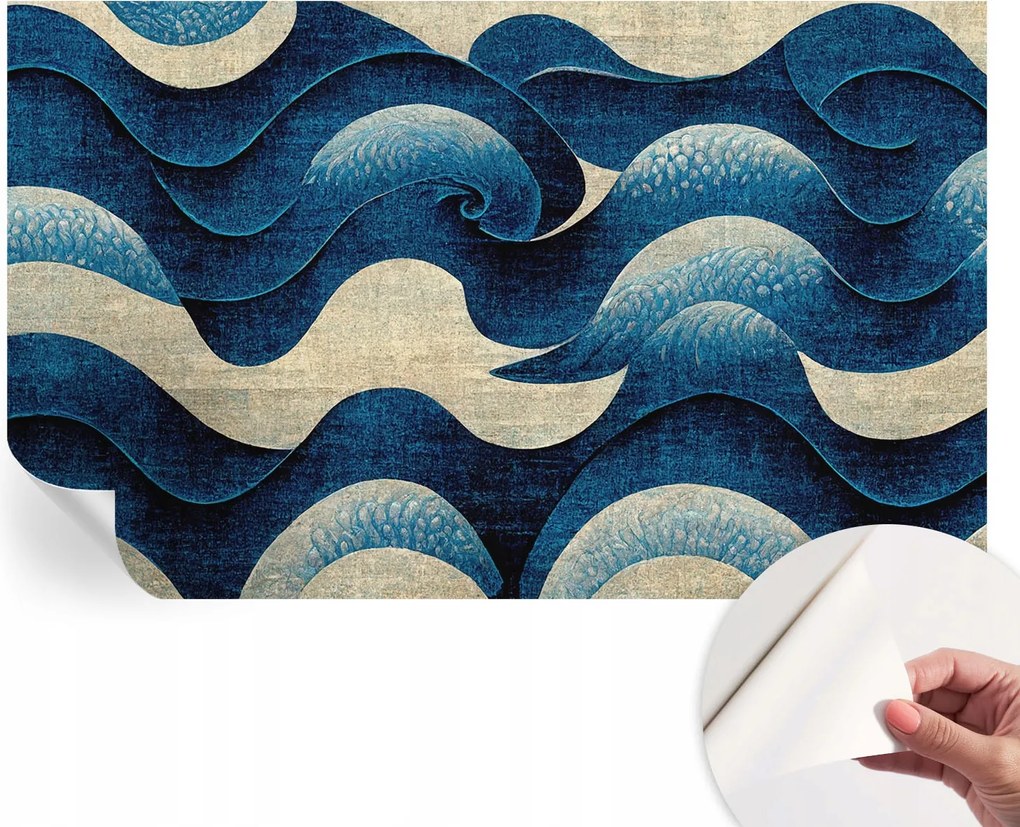 Mosható öntapadós fotótapéta étkezőbe Kék hullámok 416x254 cm