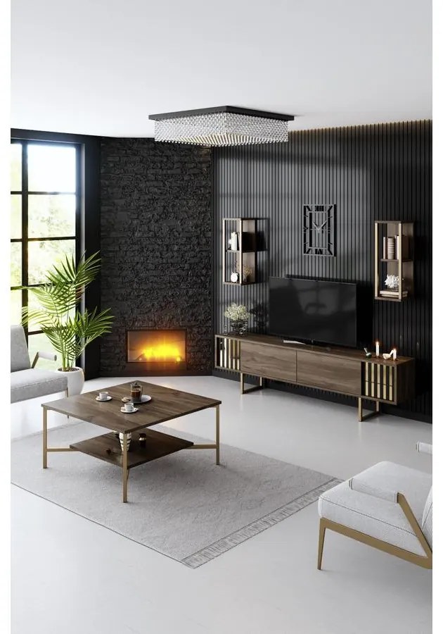Dohányzóasztal Gold Line - Walnut, Black