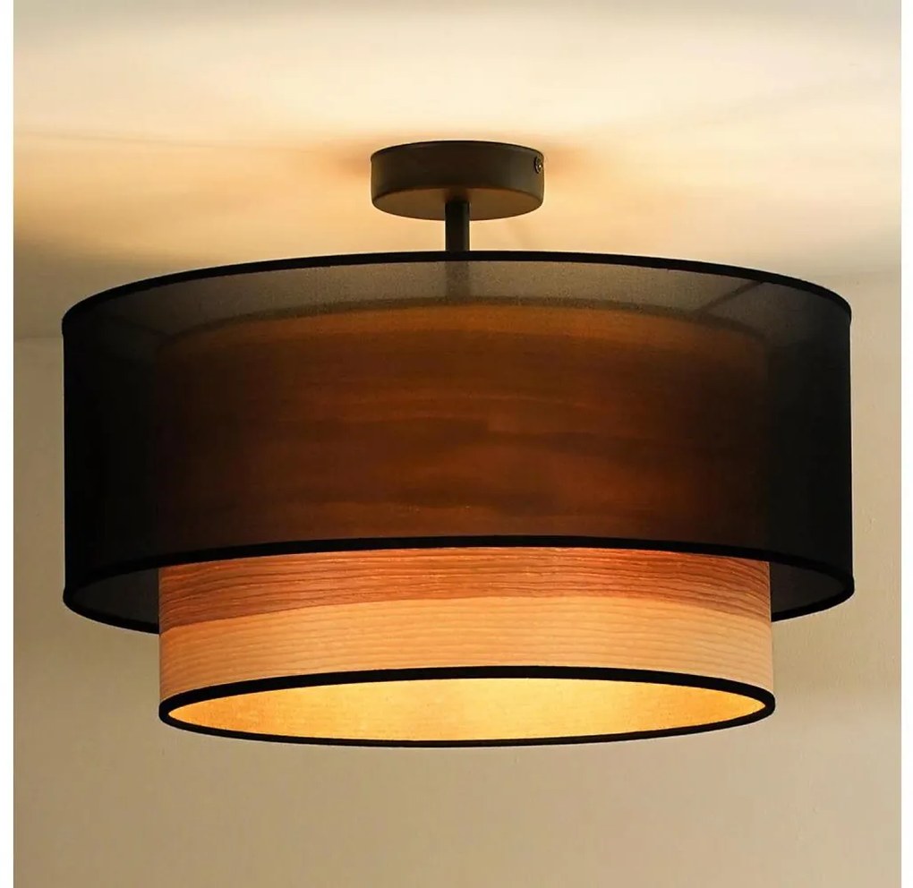 Duolla Duolla - Felületre szerelhető csillár WOOD BOHO 1xE27/15W/230V átm. 45 cm fekete/bézs DU604932