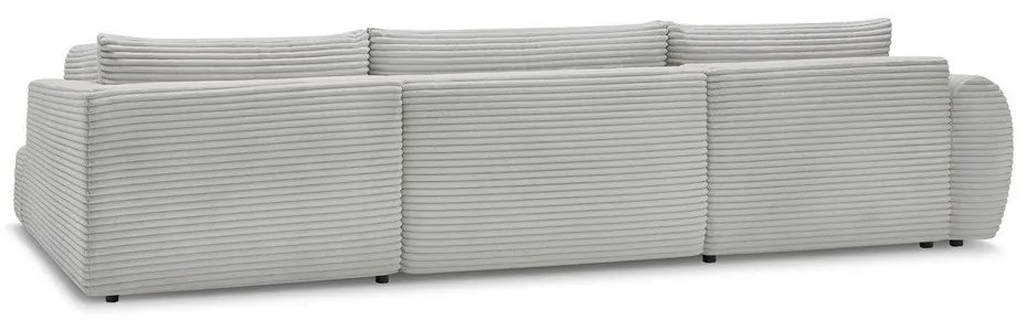 Világosszürke kordbársony kinyitható sarokkanapé (bal oldali-U alakú) Lucien – Bobochic Paris