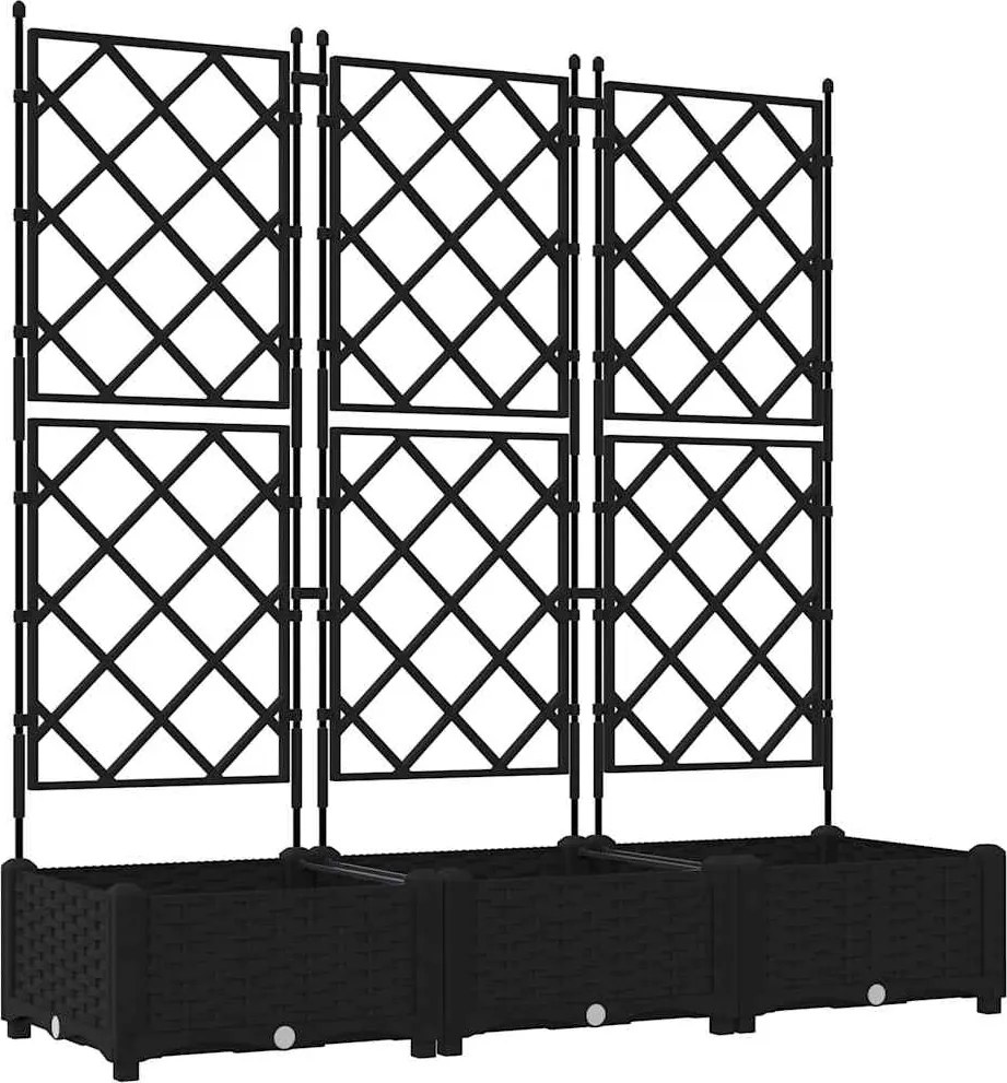 vidaXL Kerti cserép 3 pcs Fekete 120 x 40 x 125,5 cm Acél