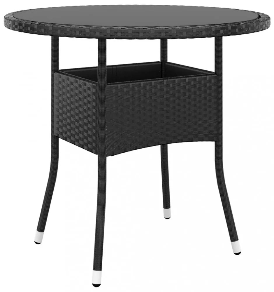 vidaXL 5 részes fekete polyrattan kerti étkezőgarnitúra