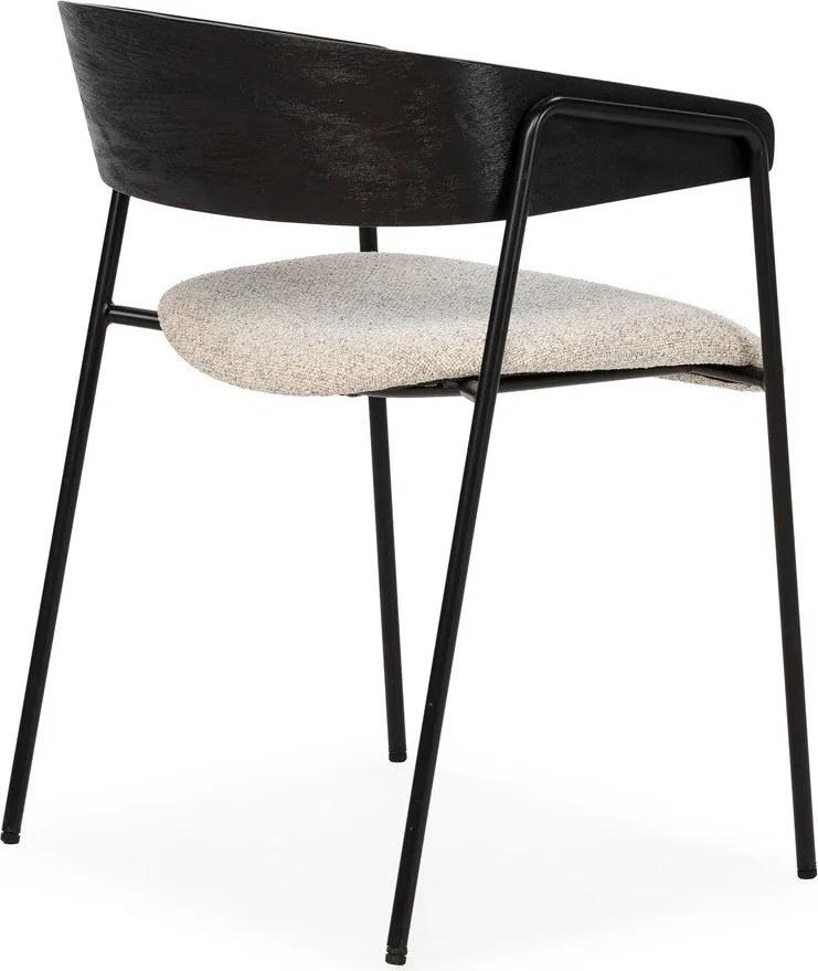 Fekete-bézs kárpitozott karfás étkezőfotel szett 2 db-os Cora – MOME