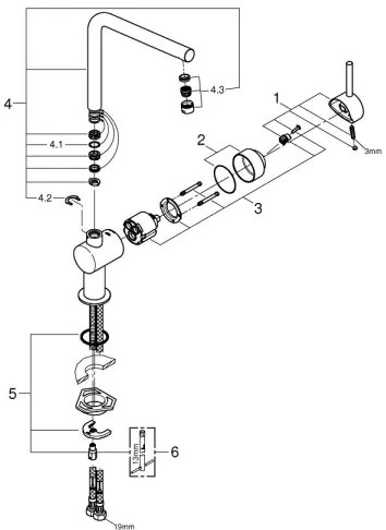 GROHE 31375000 - A sorozatú mosogató csaptelep, 360 mm, fényes króm