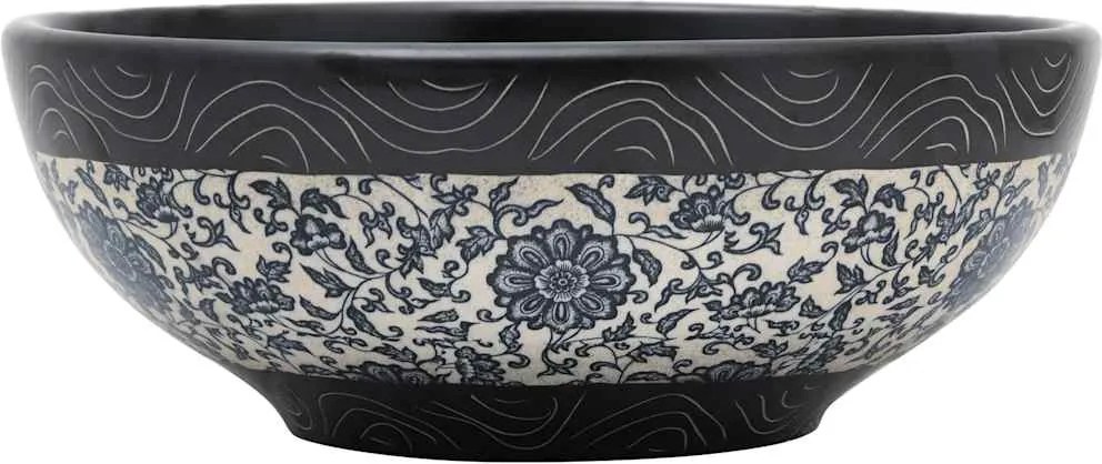 vidaXL fekete és kék kerámia kerek asztali mosdó Φ41 x 14 cm