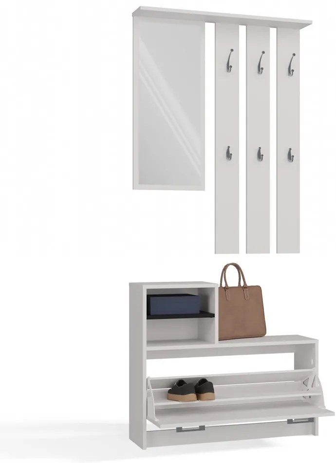 Drohmo GAR előszobafal, 85x180x24 cm, fehér