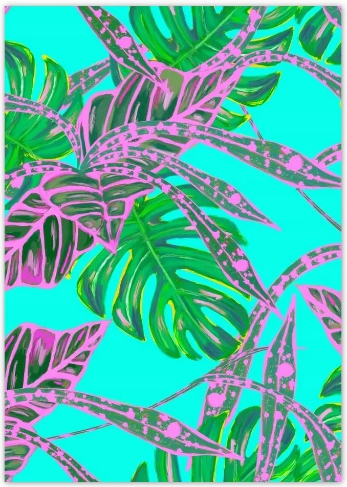 Poszterek A4 Pion Monstera Rózsalevelek