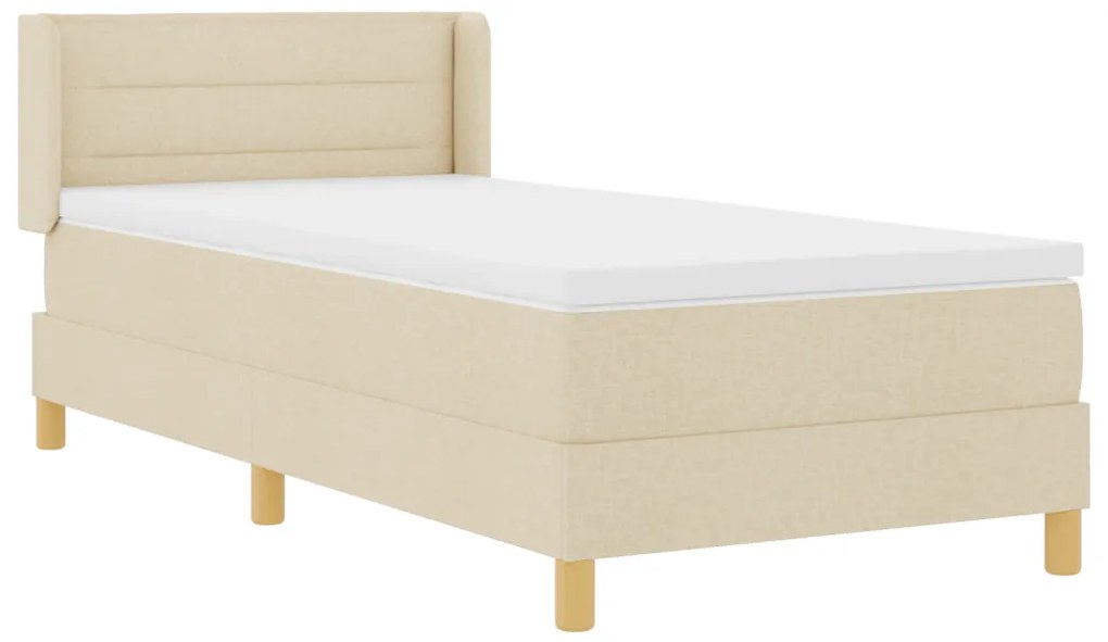 Boxspring ágy matraccal - krém szövettel, 100 x 200 cm