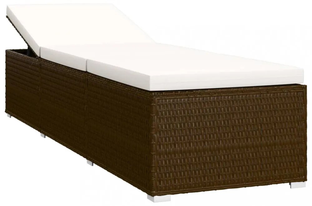 3 részes barna polyrattan kerti napozóágy szett asztallal