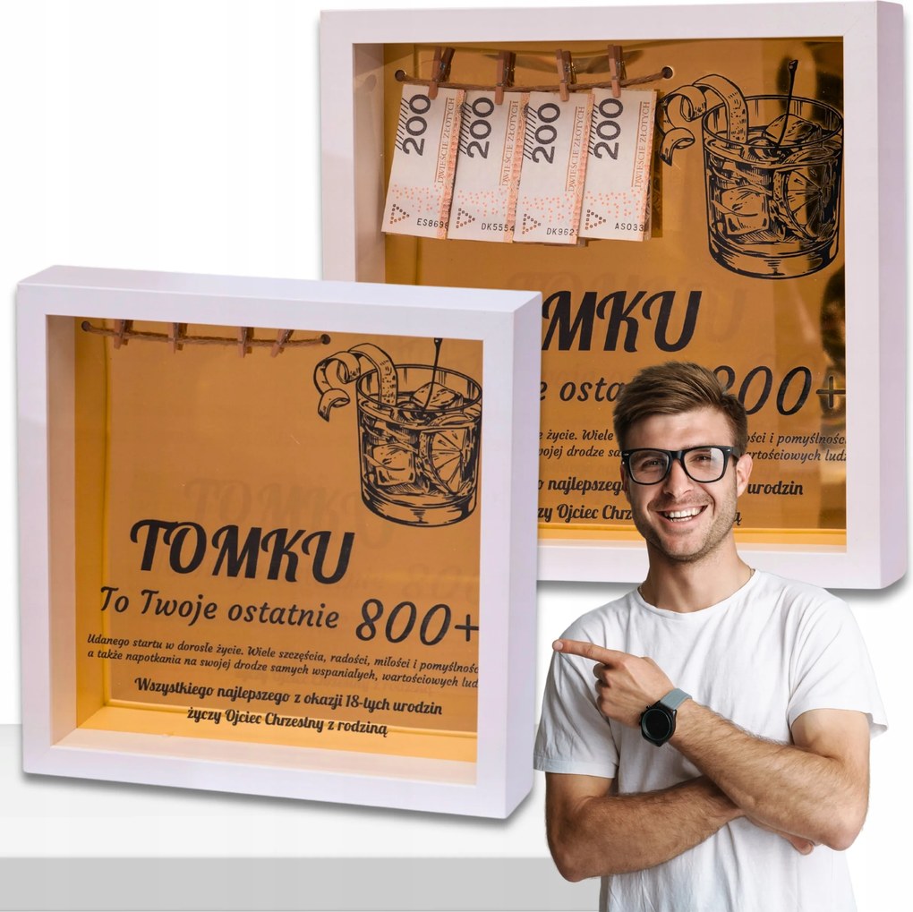 3D képkeret gravírozással Ajándék 18. születésnapra Az utolsó 800 arany tükör