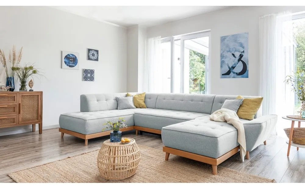 Dazzling Daisy világosszürke kinyitható U alakú kanapé, bal oldalas - Miuform