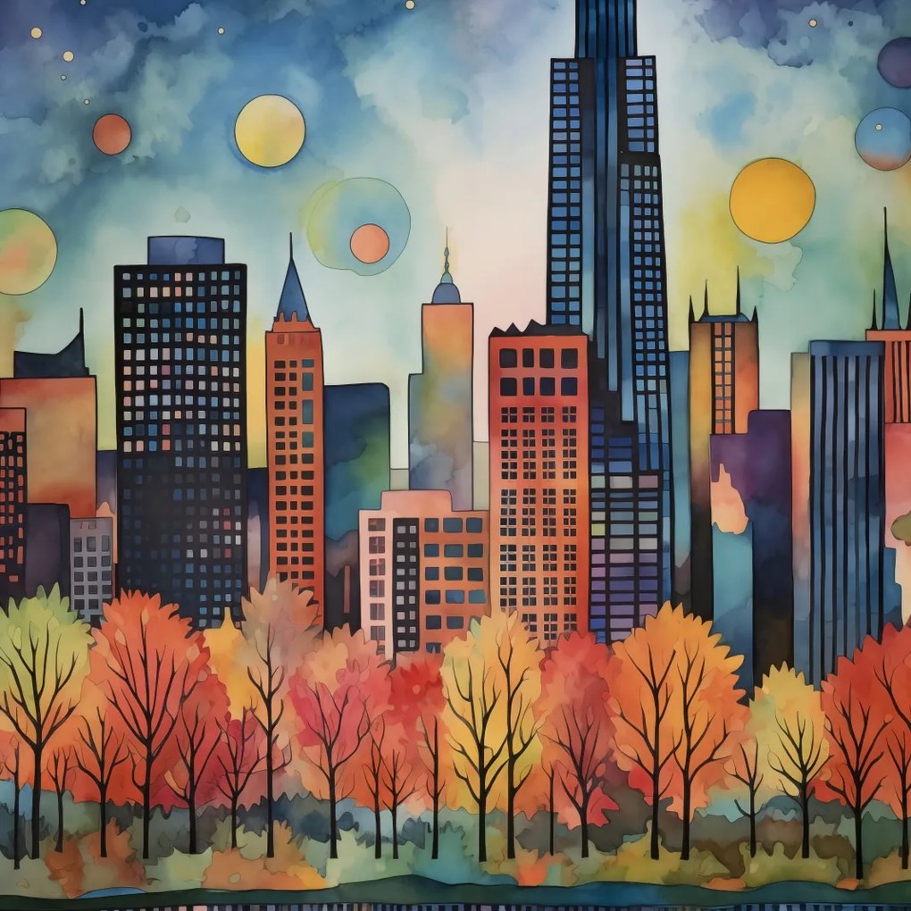 Poszter 30x30cm Panoráma a festői városról