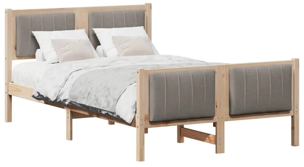 Ágykeret fejtámlával Barna és taupe 120 x 200 cm Tömör fenyőfa