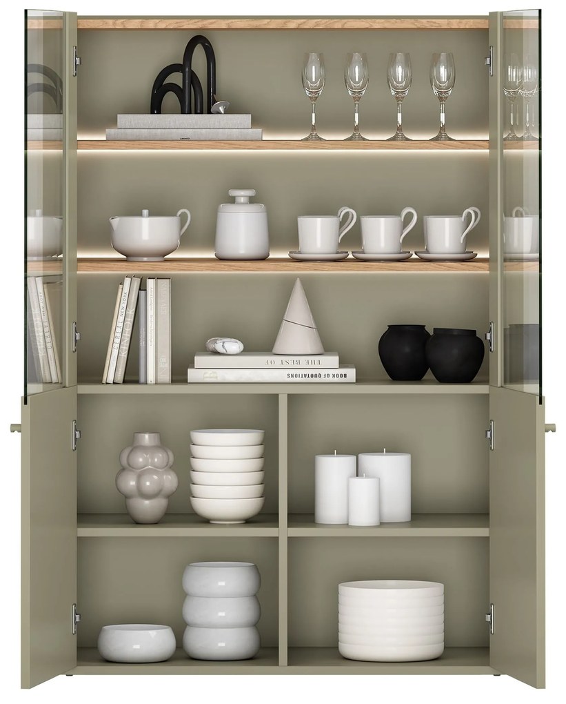 Elivo vitrines szekrény 100 cm kétajtós - eukaliptusz / baltic dune tölgy