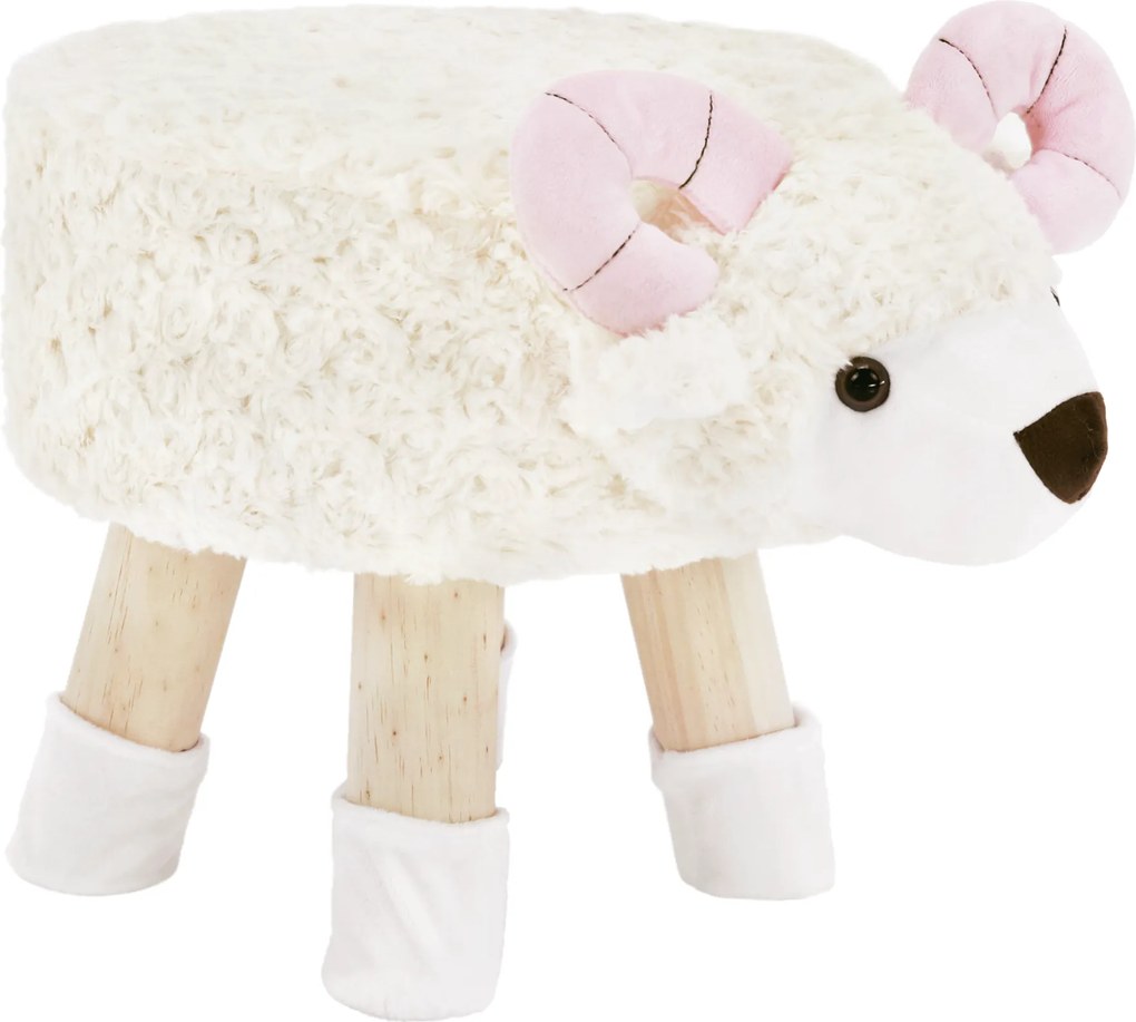 Zsámoly bárány alakban, Velvet szövet fehér/rózsaszín/természetes, LOLA
