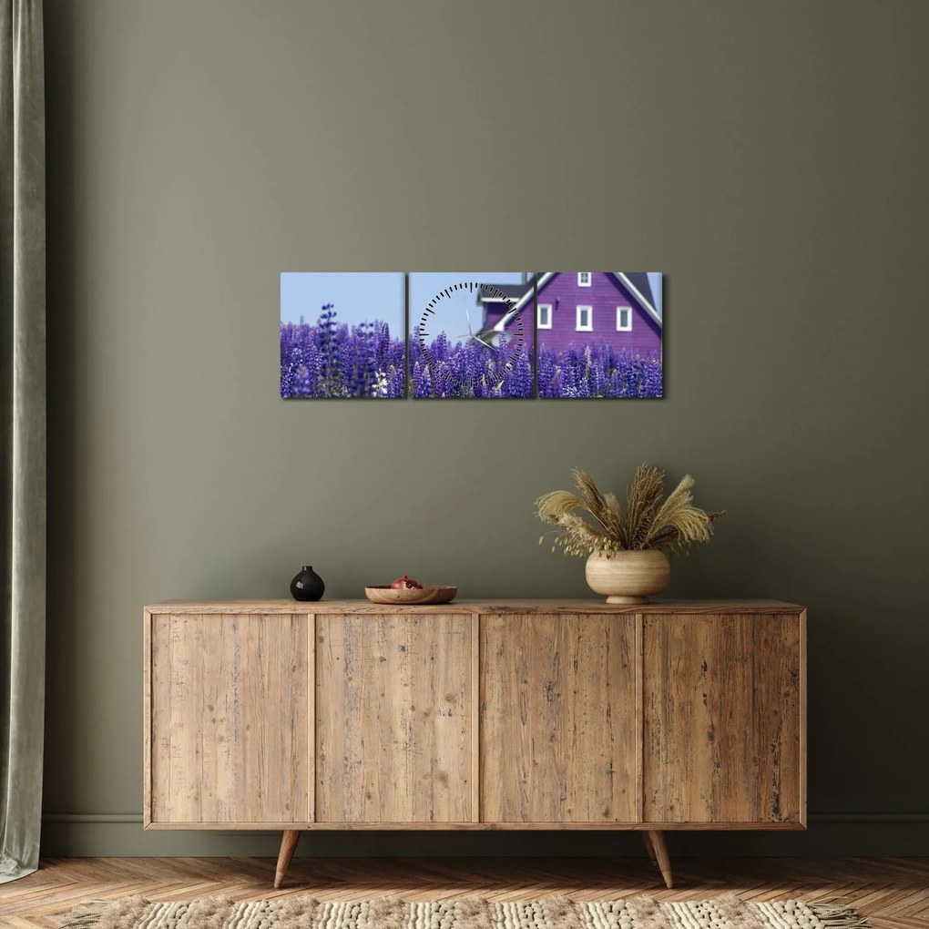 Levandula mező képe (órával) (90x30 cm)