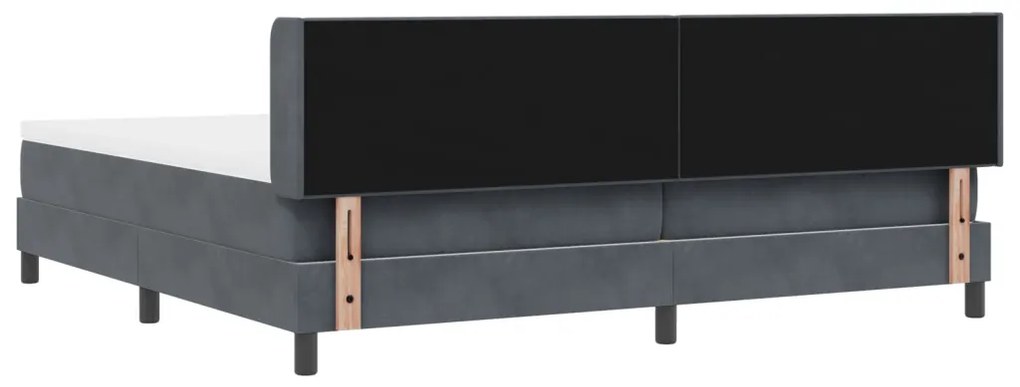 Boxspringágy Matraccal Sötétszürke 200x200 cm Bársony